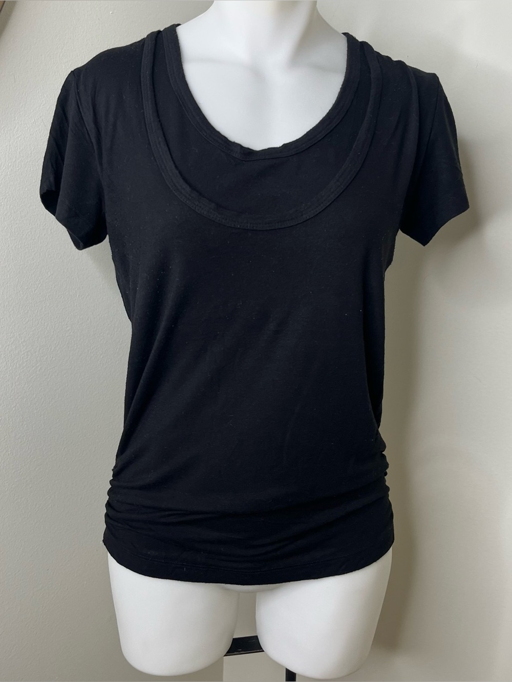 La Clef Black Ruched Sides Stretch Maternity Top Small